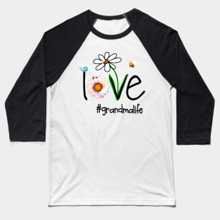 Womens Love Grandma Life - Art Flower Baseball T-Shirt